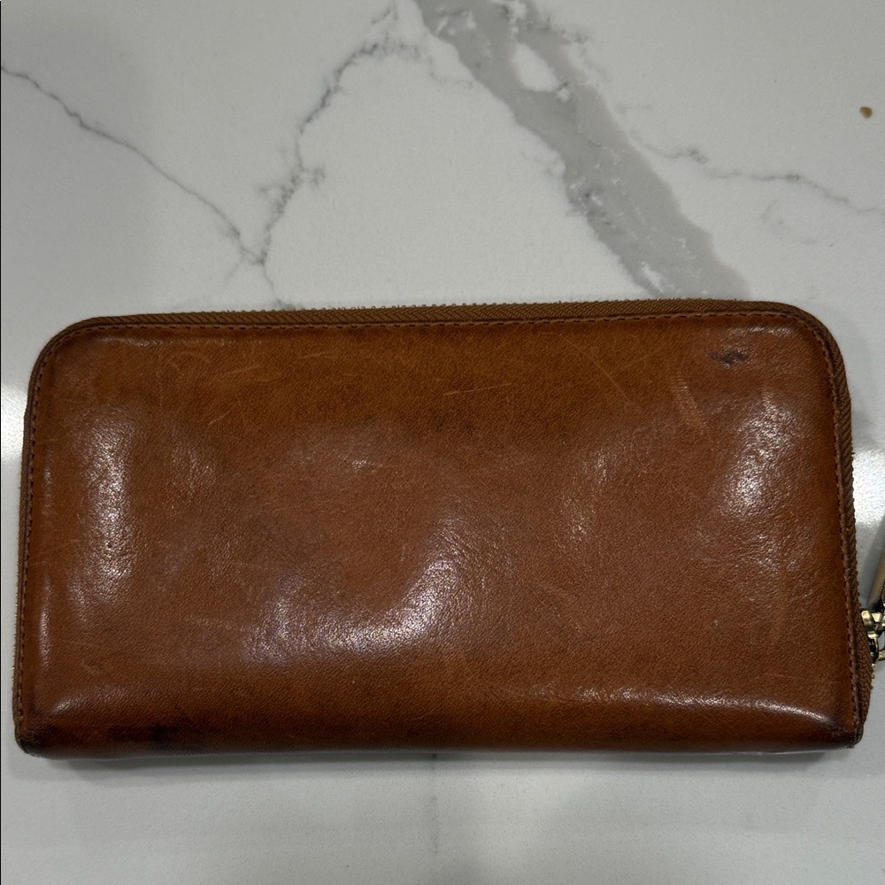 Tory Burch Brown Leather Wallet with Gold Logo - Picture 2 of 14